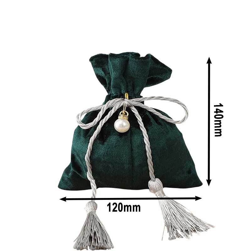 Picture of Green Velvet Pouch With Tassels