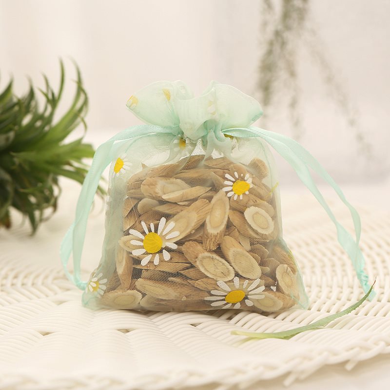 Picture of Green High Density Organza Bags - Daisies Print