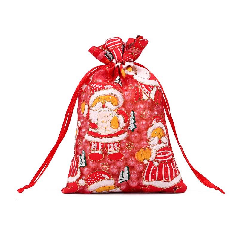 Picture of Christmas Organza Bags With White Santa