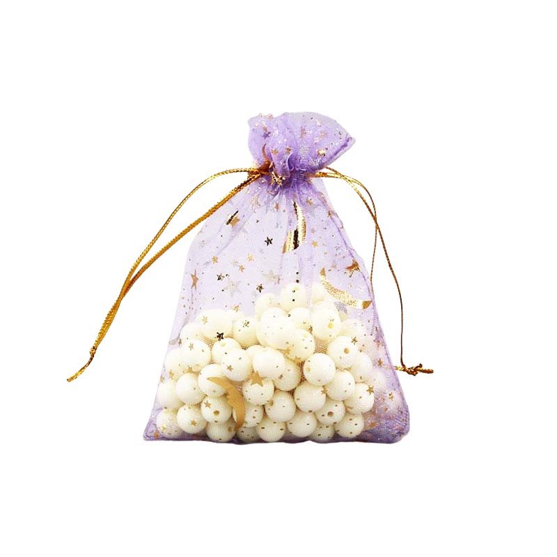 Picture of Light Purple Organza Bags Printed with Stars