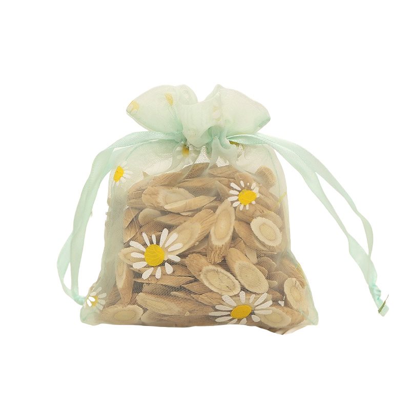Picture of Green High Density Organza Bags - Daisies Print