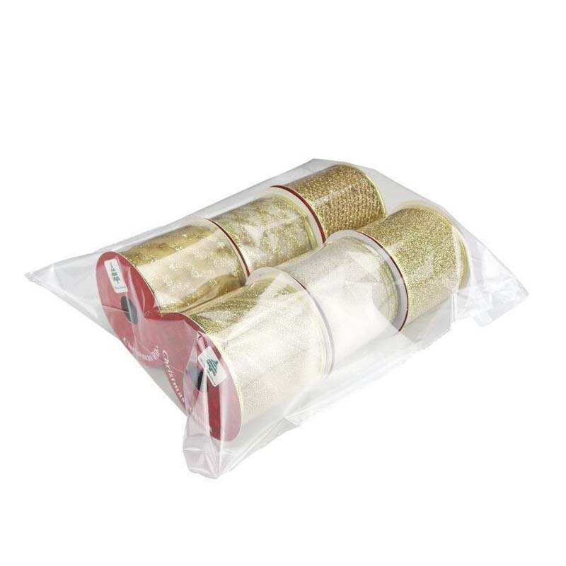 Picture of Cream Satin and Organza Stripe Christmas Ribbons