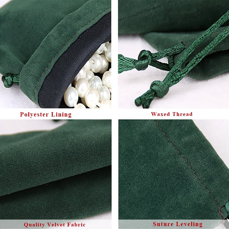 Picture of Velvet Drawstring Bags - Dark Green