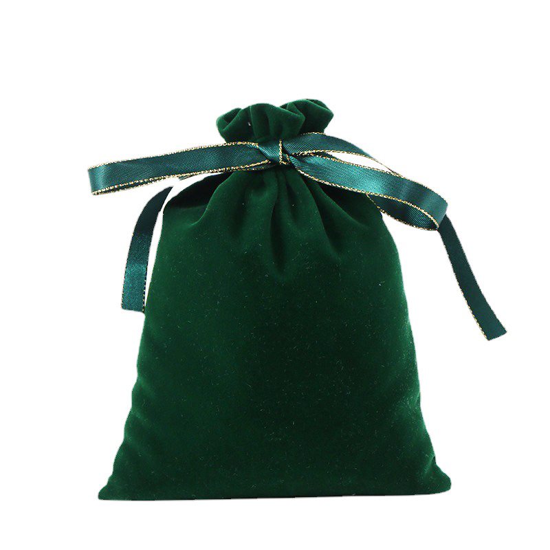Picture of Luxury Velvet Fabric Jewellery Gift Bags - Dark Green