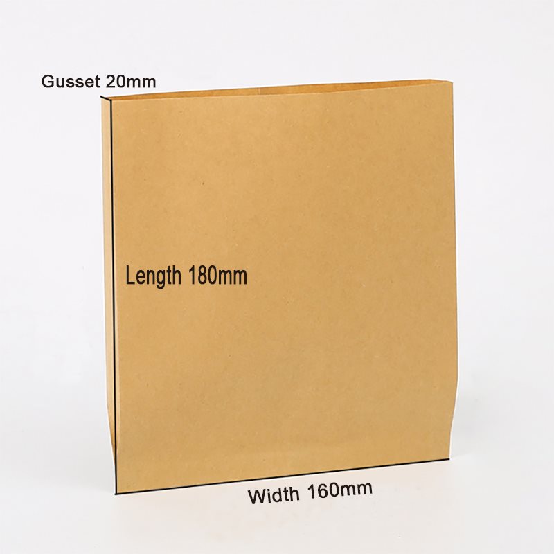 Picture of 65g Grease Resistant Kraft Paper Food Bags - Flat bottom 
