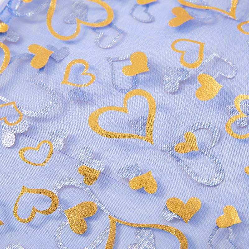 Picture of Gold Organza Bags Printed with Hearts