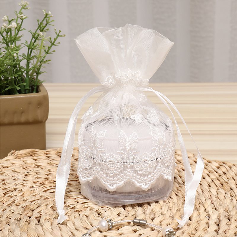 Picture of Embroidered Lace Organza Wedding Favor Bags