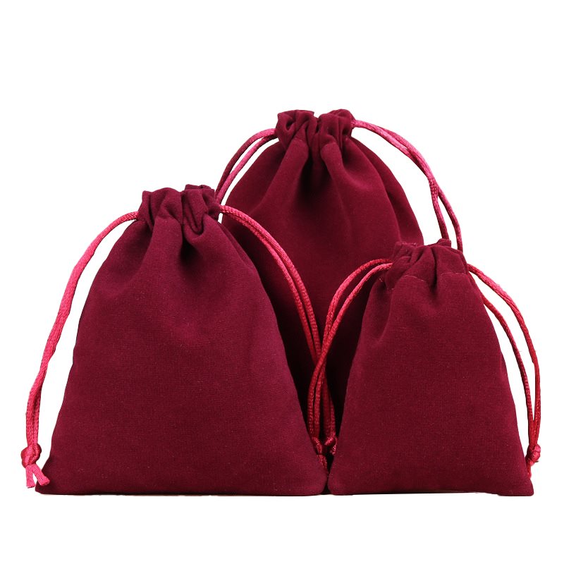 Picture of Burgundy Velvet Drawstring Bags