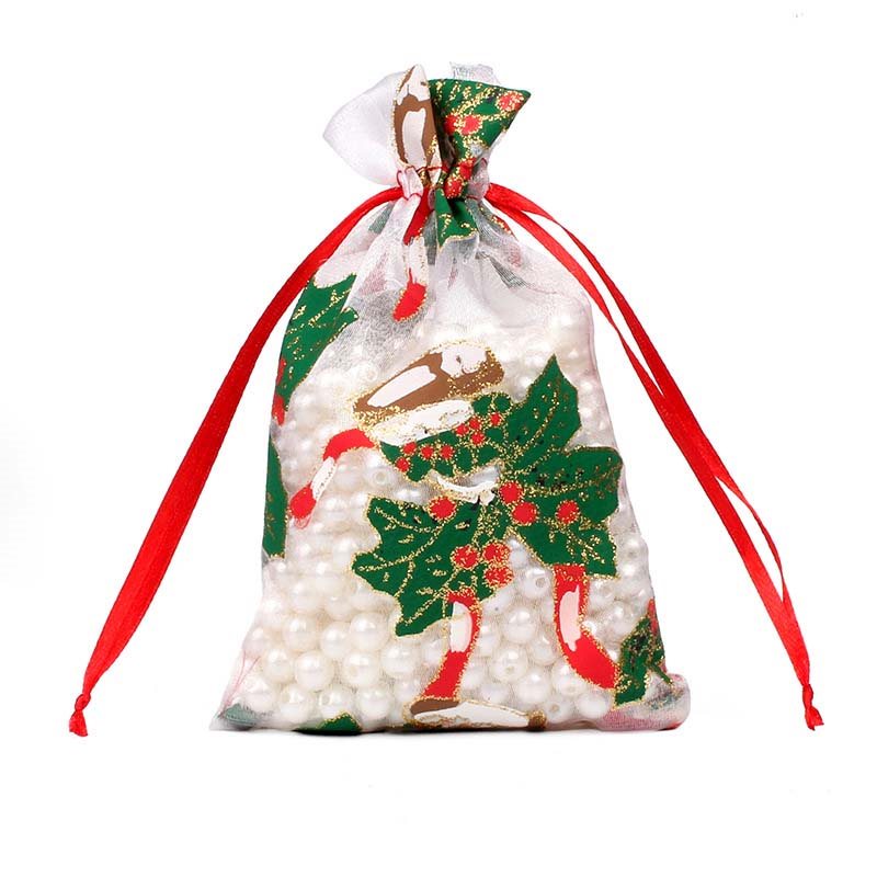 Picture of White Organza Bags With Christmas Jingles