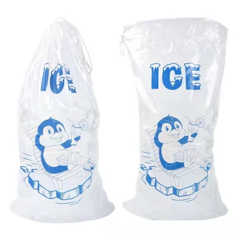 100pcs 4.5kg Drawstring Ice Bags with Cartoon Pattern