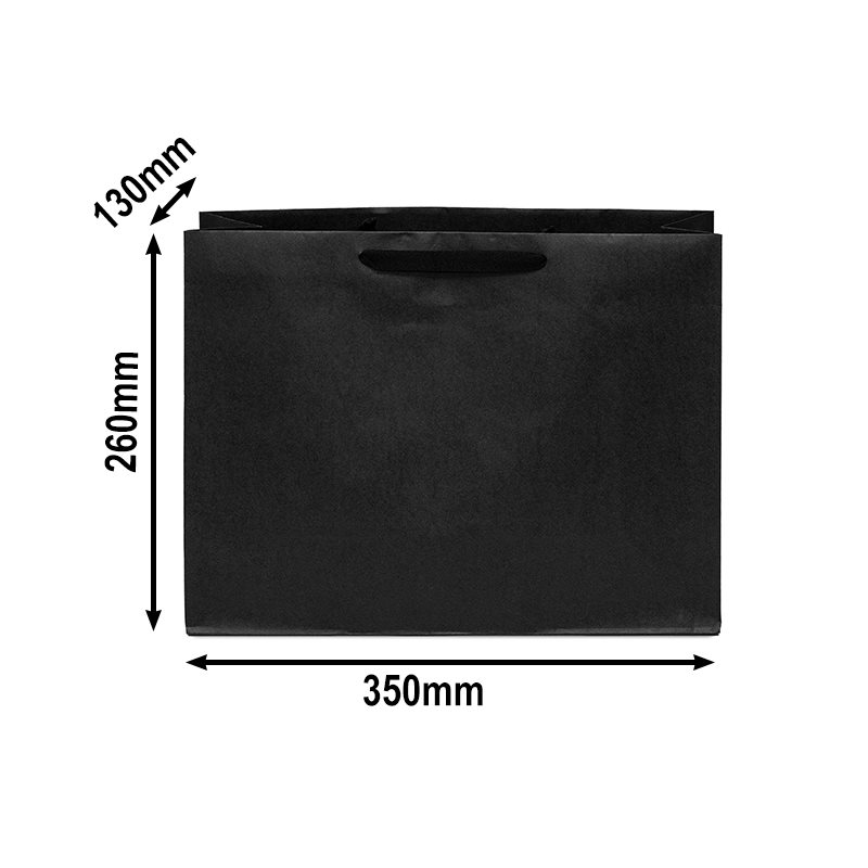 50pcs Matt Black Laminated Paper Bags 350x130x260mm