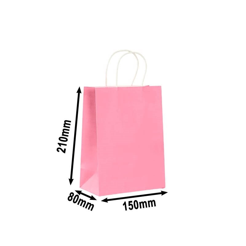 50pcs Mini Pink Paper Carry Bags 150x210mm