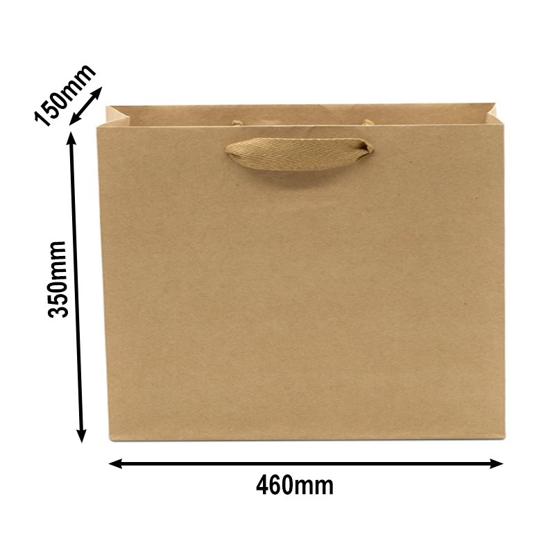50pcs Brown Paper Bags with Cloth Handles 460x150x350mm