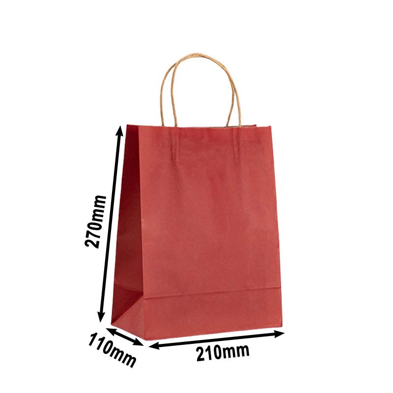 50pcs Small Red Paper Carry Bags 210x270mm